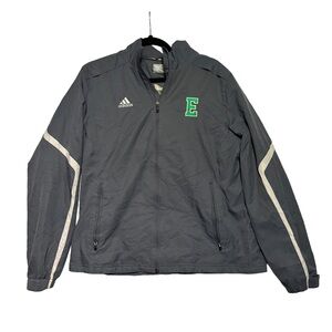 EUC Adidas- Men's Gray Windbreaker with Green and White Accents